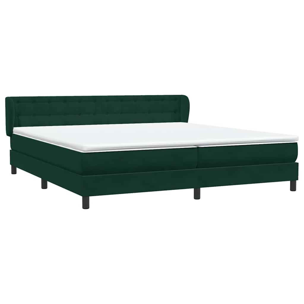 Box Spring Κρεβάτι με στρώματα Σκούρο πράσινο Βελούδινο