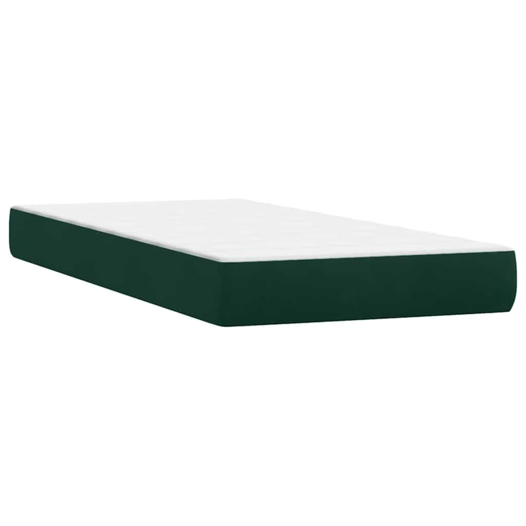 Box Spring Κρεβάτι με στρώματα Σκούρο πράσινο Βελούδινο