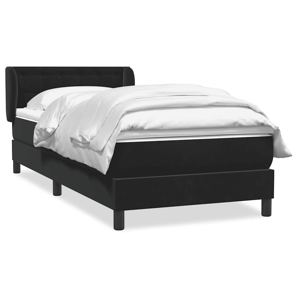 Κρεβάτι Boxspring με Στρώμα Μαύρο 80x220 εκ. Βελούδινο