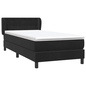 Κρεβάτι Boxspring με Στρώμα Μαύρο 80x220 εκ. Βελούδινο