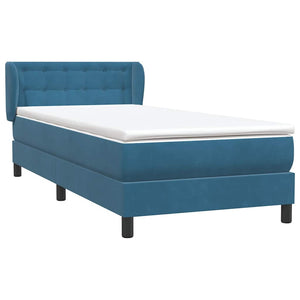 Κρεβάτι Boxspring με Στρώμα Σκούρο Μπλε 80x220 εκ. Βελούδινο