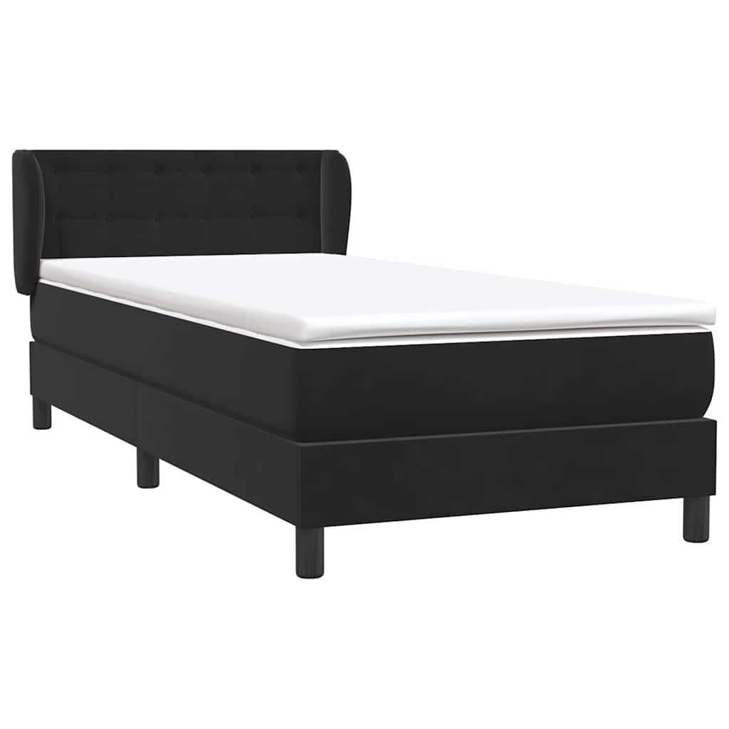 Κρεβάτι Boxspring με Στρώμα Μαύρο 90x220 εκ. Βελούδινο