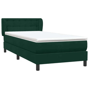 Box Spring κρεβάτι με στρώμα σκούρο πράσινο 100x220cm Βελούδινο - Pakobazaar