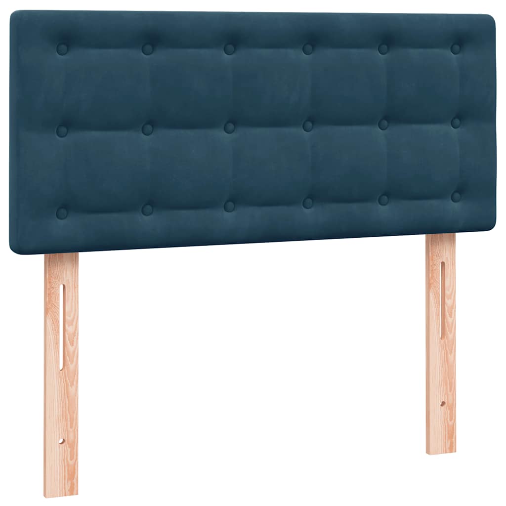 Box Spring κρεβάτι με στρώμα σκούρο μπλε 100x220 cm Βελούδινο - Pakobazaar