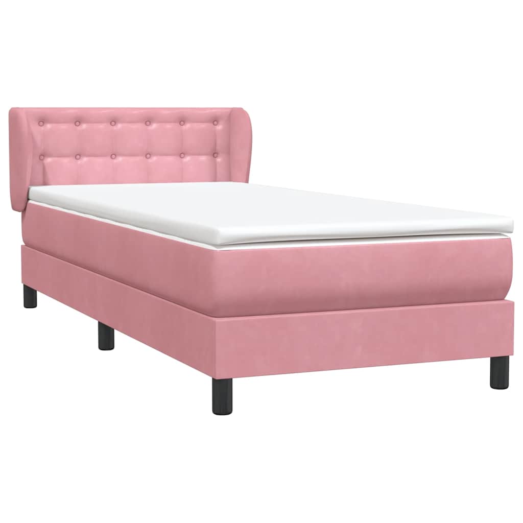 Box Spring κρεβάτι με στρώμα ροζ 100x220 cm Βελούδινο