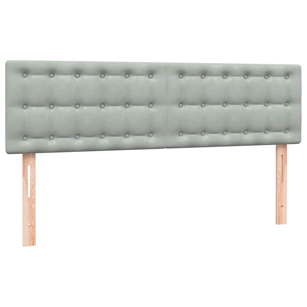 Κρεβάτι Boxspring με Στρώμα Ανοιχτό Γκρι 140x220 εκ. Βελούδινο - Pakobazaar