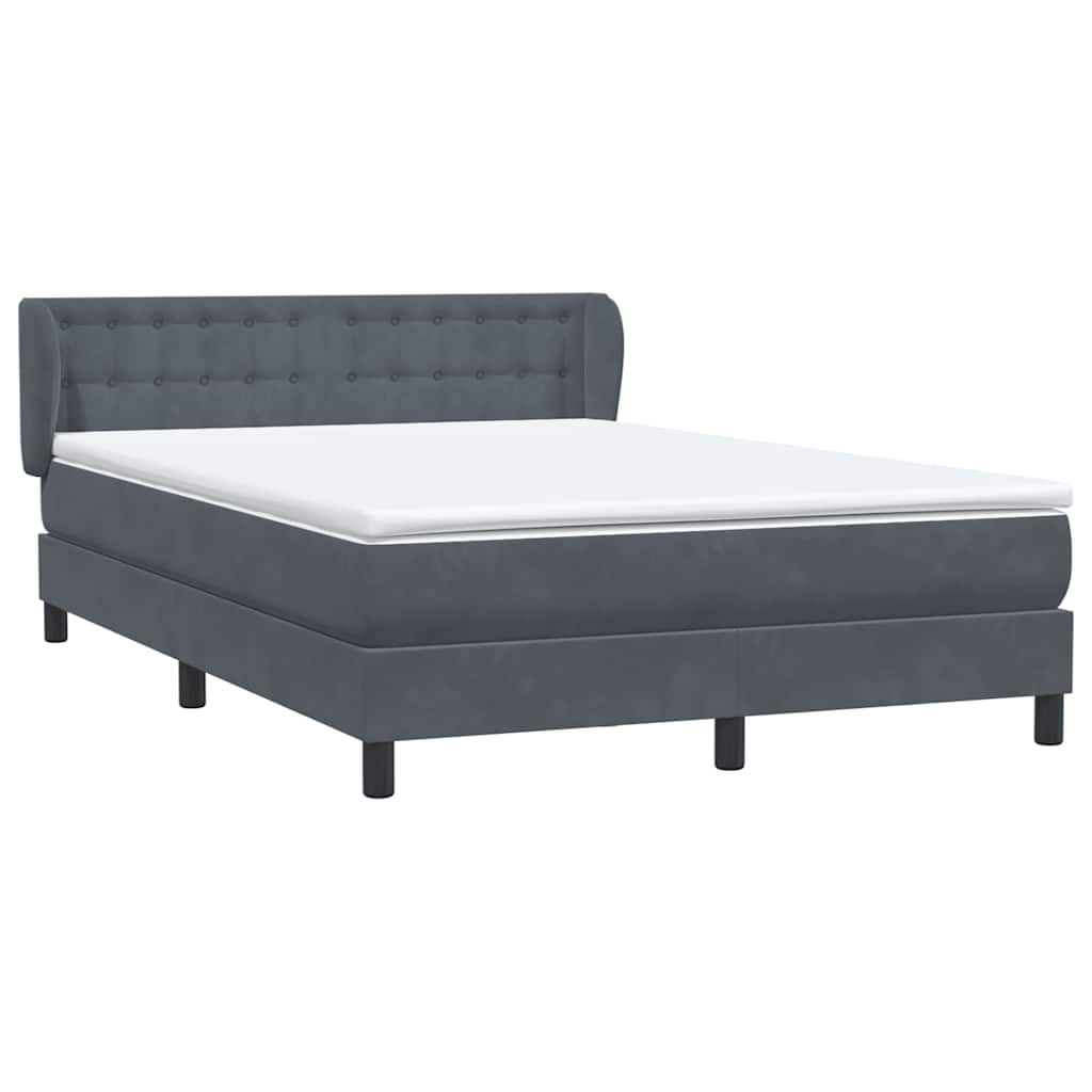 Box Spring Κρεβάτι με στρώμα Σκούρο γκρι 140x220 cm Βελούδινο