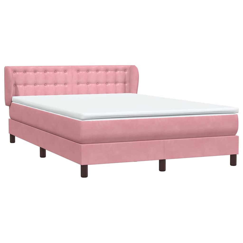 Box Spring κρεβάτι με στρώμα ροζ 140x220 cm Βελούδινο - Pakobazaar