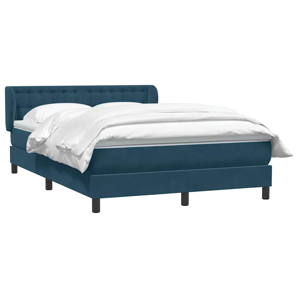 Box Spring κρεβάτι με στρώμα σκούρο μπλε 160x220 cm Βελούδινο - Pakobazaar