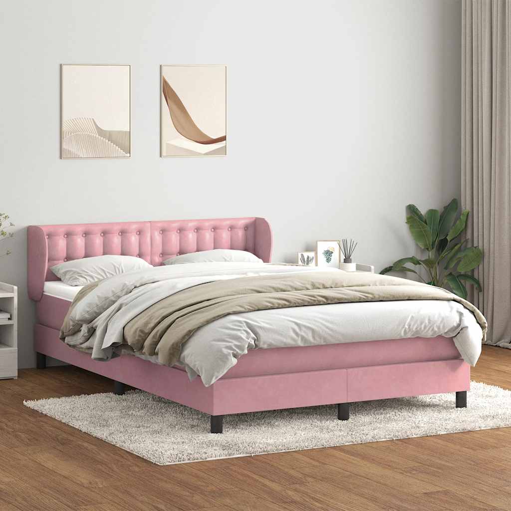 Box Spring κρεβάτι με στρώμα ροζ 160x220 cm Βελούδινο