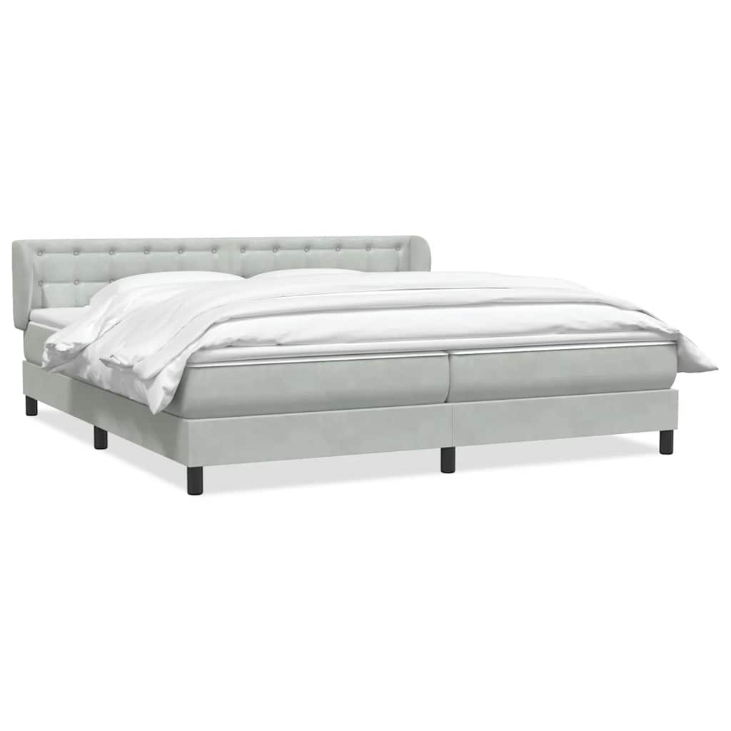 Box Spring κρεβάτι με στρώματα ανοιχτό γκρι 180x220cm Βελούδινο