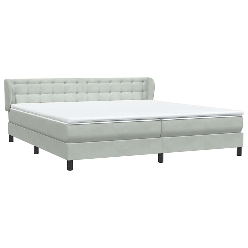 Box Spring κρεβάτι με στρώματα ανοιχτό γκρι 180x220cm Βελούδινο