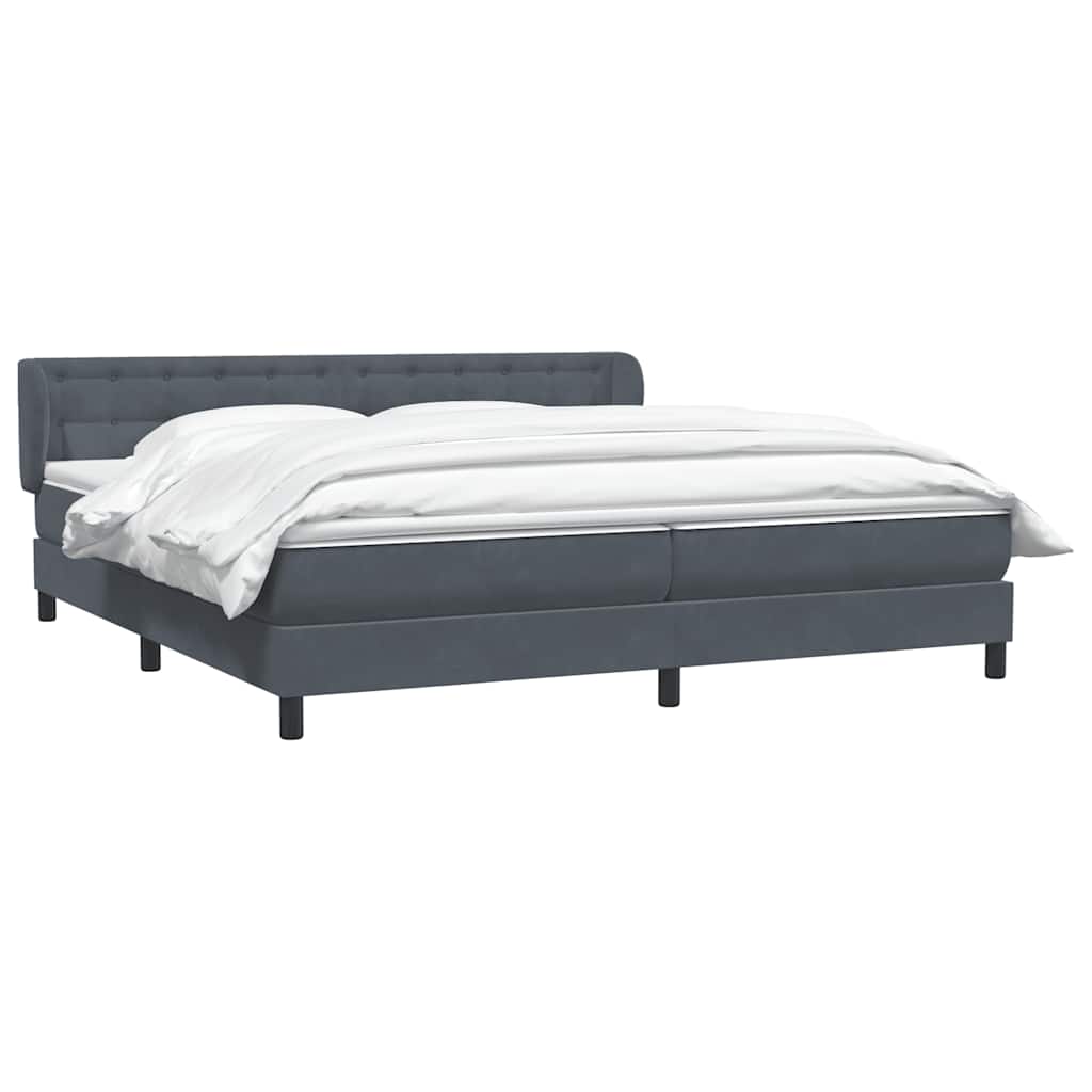 Box Spring Κρεβάτι με στρώματα Σκούρο γκρι 200x220 cm Βελούδινο - Pakobazaar