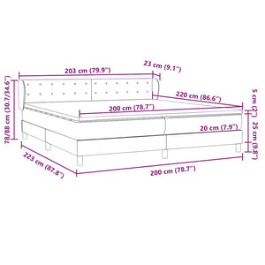 Box Spring Κρεβάτι με στρώματα Σκούρο γκρι 200x220 cm Βελούδινο - Pakobazaar