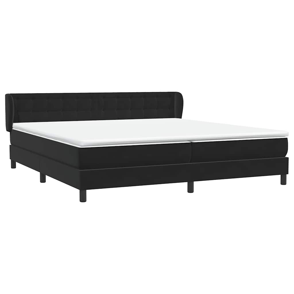 Κρεβάτι Box Spring με στρώματα Μαύρο 200x220 cm Βελούδινο