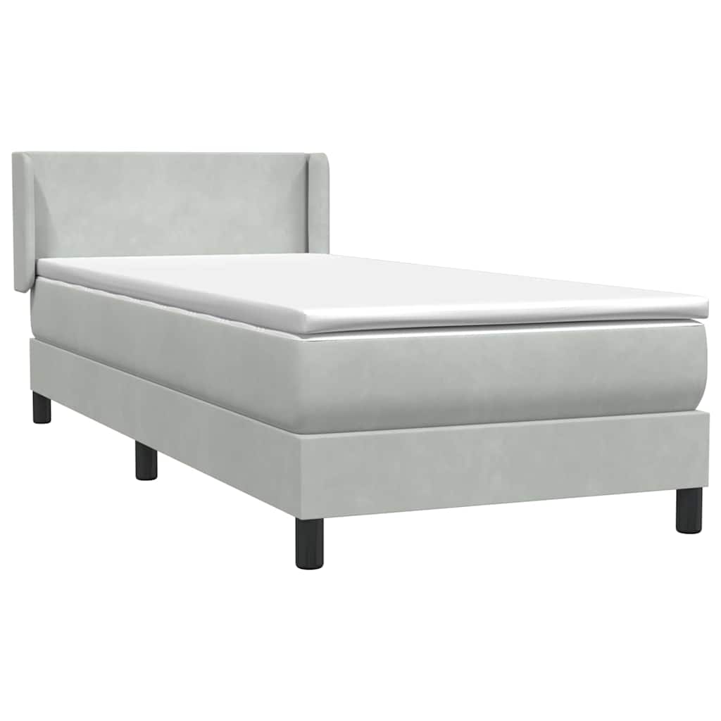 Κρεβάτι Boxspring με Στρώμα Ανοιχτό Γκρι 80x210 εκ. Βελούδινο