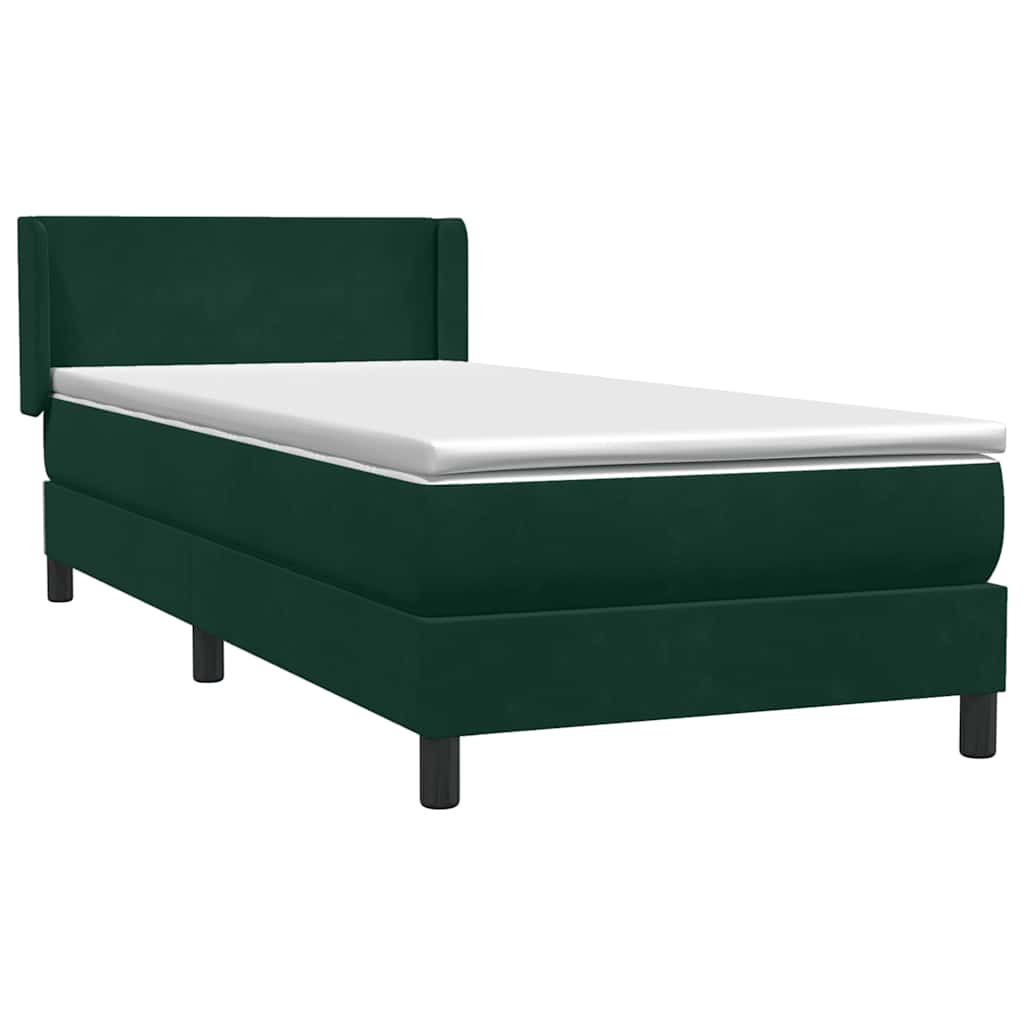 Box Spring Κρεβάτι με στρώμα Σκούρο πράσινο 80x210 cm Velvet - Pakobazaar