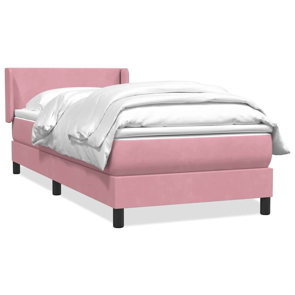 Box Spring κρεβάτι με στρώμα ροζ 80x210 εκ. Βελούδινο - Pakobazaar