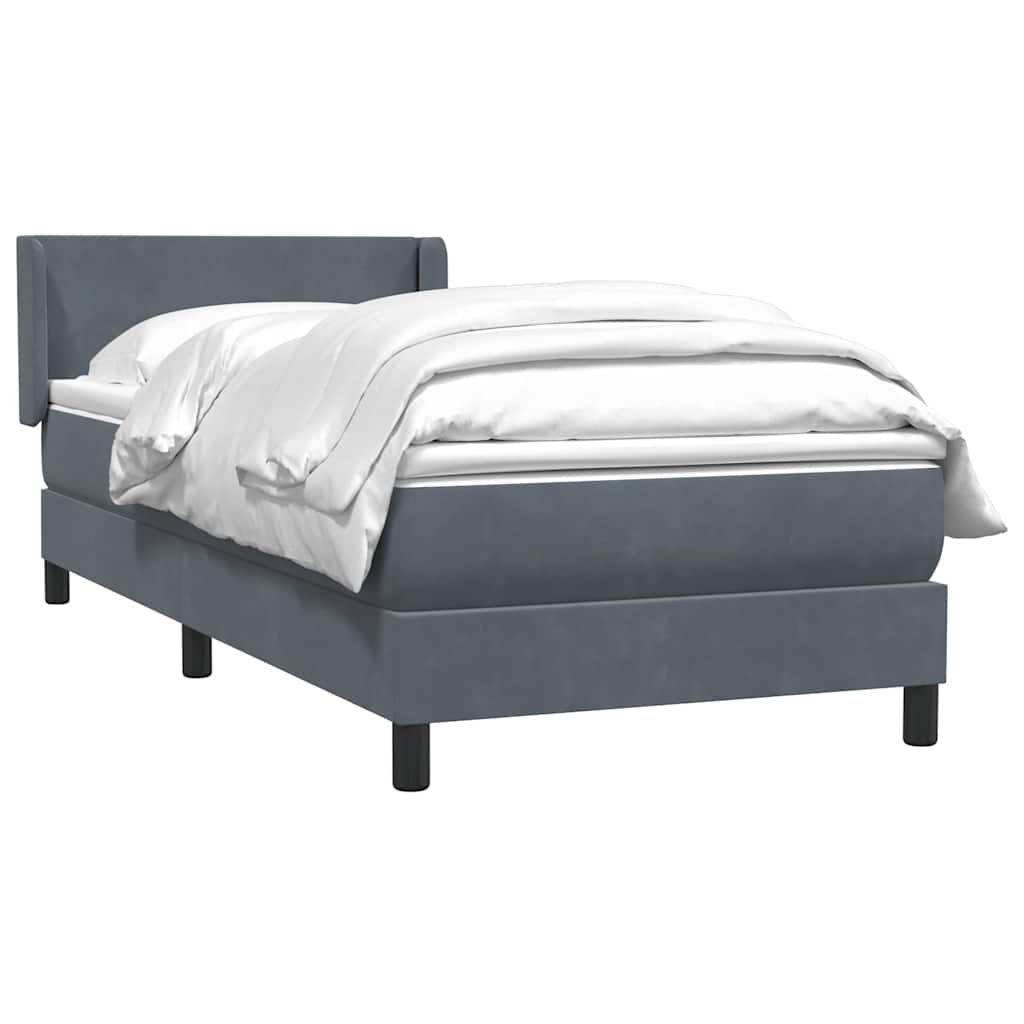Κρεβάτι Boxspring με Στρώμα Σκούρο Γκρι 90x210 εκ. Βελούδινο - Pakobazaar