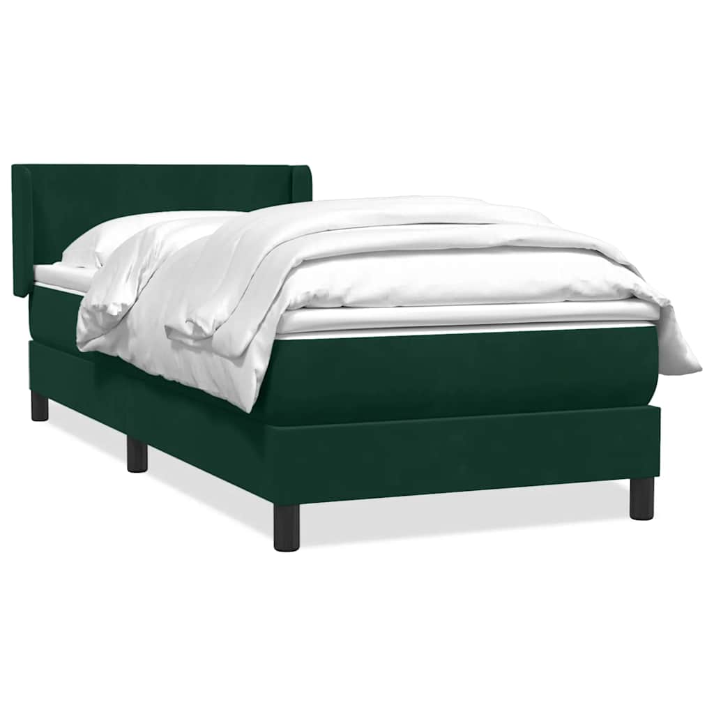 Box Spring κρεβάτι με στρώμα σκούρο πράσινο 90x210εκ. Βελούδινο
