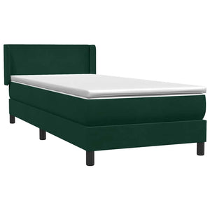 Box Spring κρεβάτι με στρώμα σκούρο πράσινο 90x210εκ. Βελούδινο - Pakobazaar