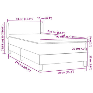 Box Spring κρεβάτι με στρώμα σκούρο μπλε 90x210 εκ. Βελούδινο - Pakobazaar