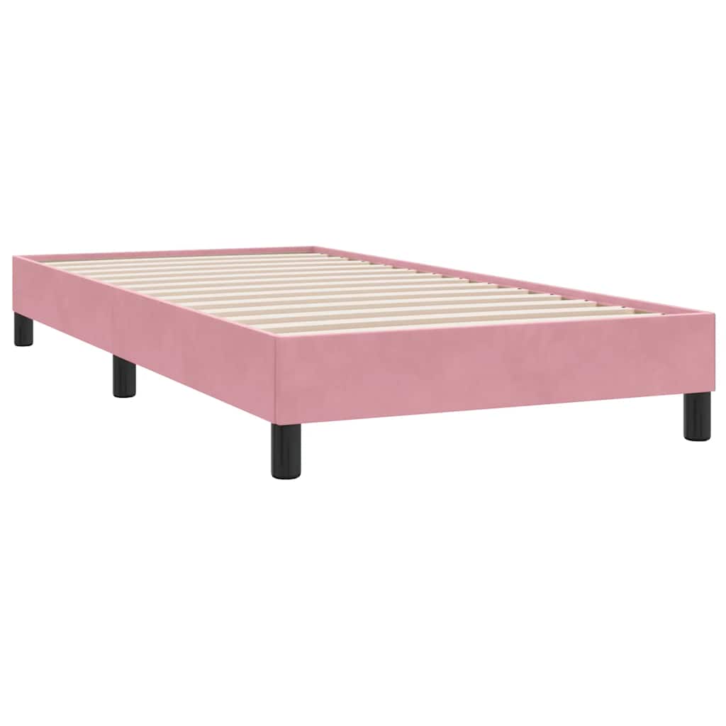 Box Spring κρεβάτι με στρώμα ροζ 90x210 εκ. Βελούδινο