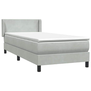 Κρεβάτι Boxspring με Στρώμα Ανοιχτό Γκρι 100x210 εκ. Βελούδινο - Pakobazaar