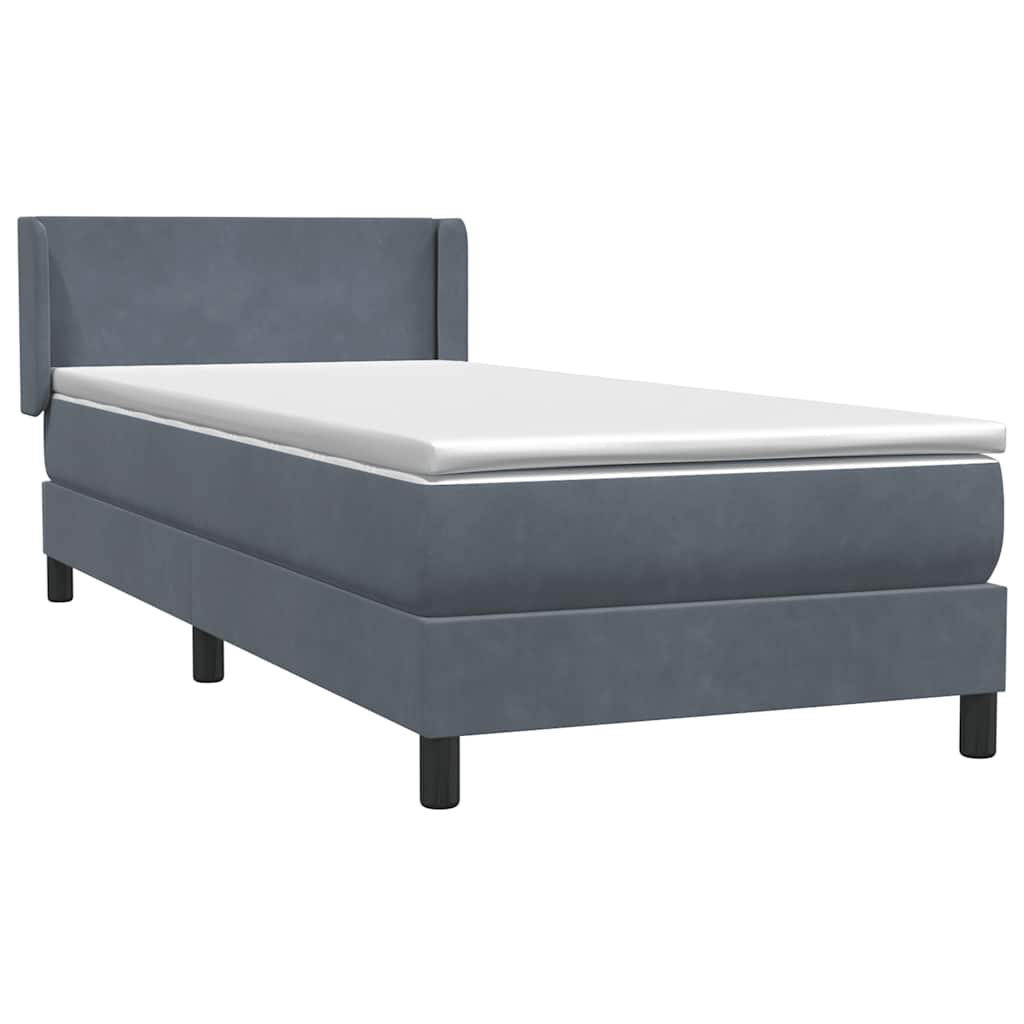 Κρεβάτι Boxspring με Στρώμα Σκούρο Γκρι 100x210 εκ. Βελούδινο - Pakobazaar
