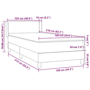 Box Spring Κρεβάτι με στρώμα Μαύρο 100x210 cm Βελούδινο - Pakobazaar
