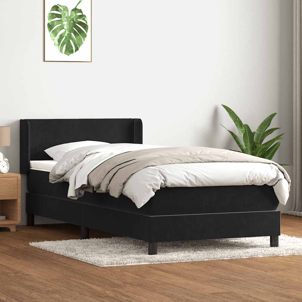 Box Spring Κρεβάτι με στρώμα Μαύρο 100x210 cm Βελούδινο - Pakobazaar