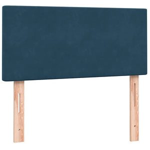 Κρεβάτι Boxspring με Στρώμα Σκούρο Μπλε 100x210 εκ. Βελούδινο - Pakobazaar