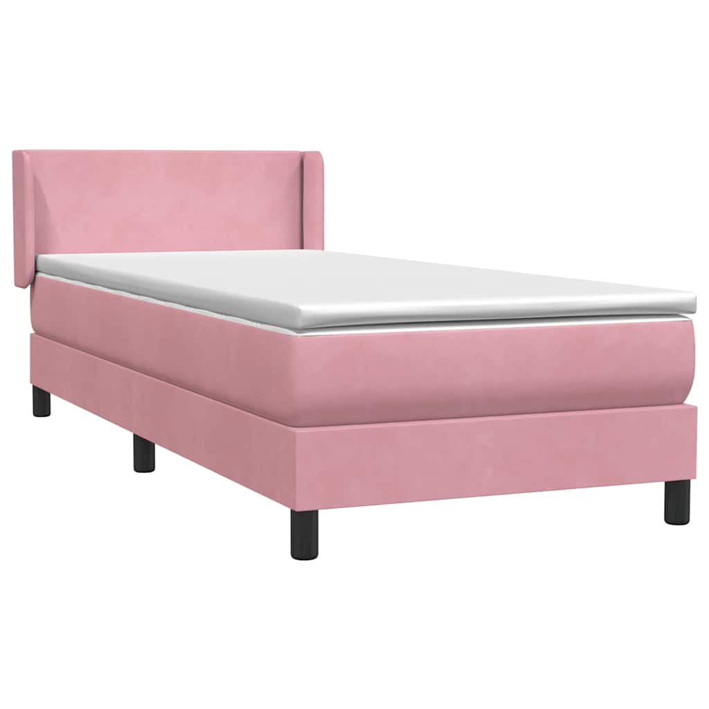 Κρεβάτι Boxspring με Στρώμα Ροζ 100x210 εκ. Βελούδινο - Pakobazaar