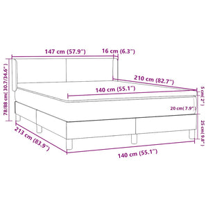 Κρεβάτι Boxspring με Στρώμα Ανοιχτό Γκρι 140x210 εκ. Βελούδινο - Pakobazaar