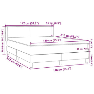 Κρεβάτι Boxspring με Στρώμα Σκούρο Γκρι 140x210 εκ. Βελούδινο