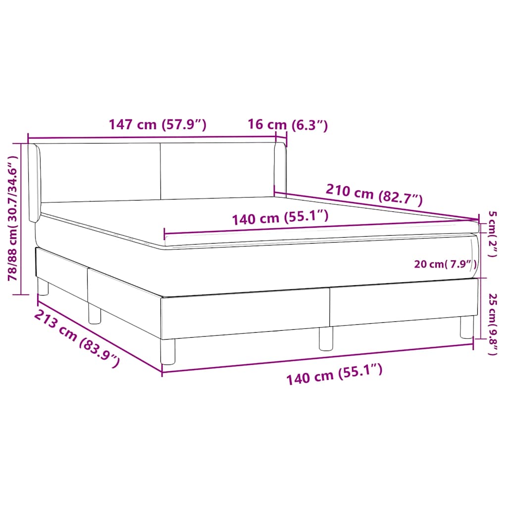 Κρεβάτι Boxspring με Στρώμα Σκούρο Πράσινο 140x210εκ. Βελούδινο
