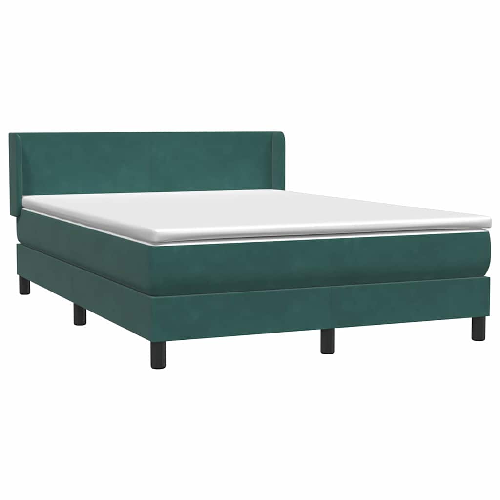 Κρεβάτι Boxspring με Στρώμα Σκούρο Πράσινο 140x210εκ. Βελούδινο