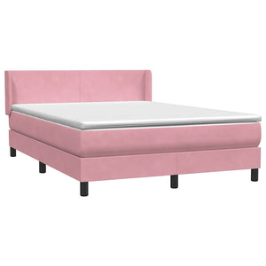 Κρεβάτι Boxspring με Στρώμα Ροζ 140x210 εκ. Βελούδινο