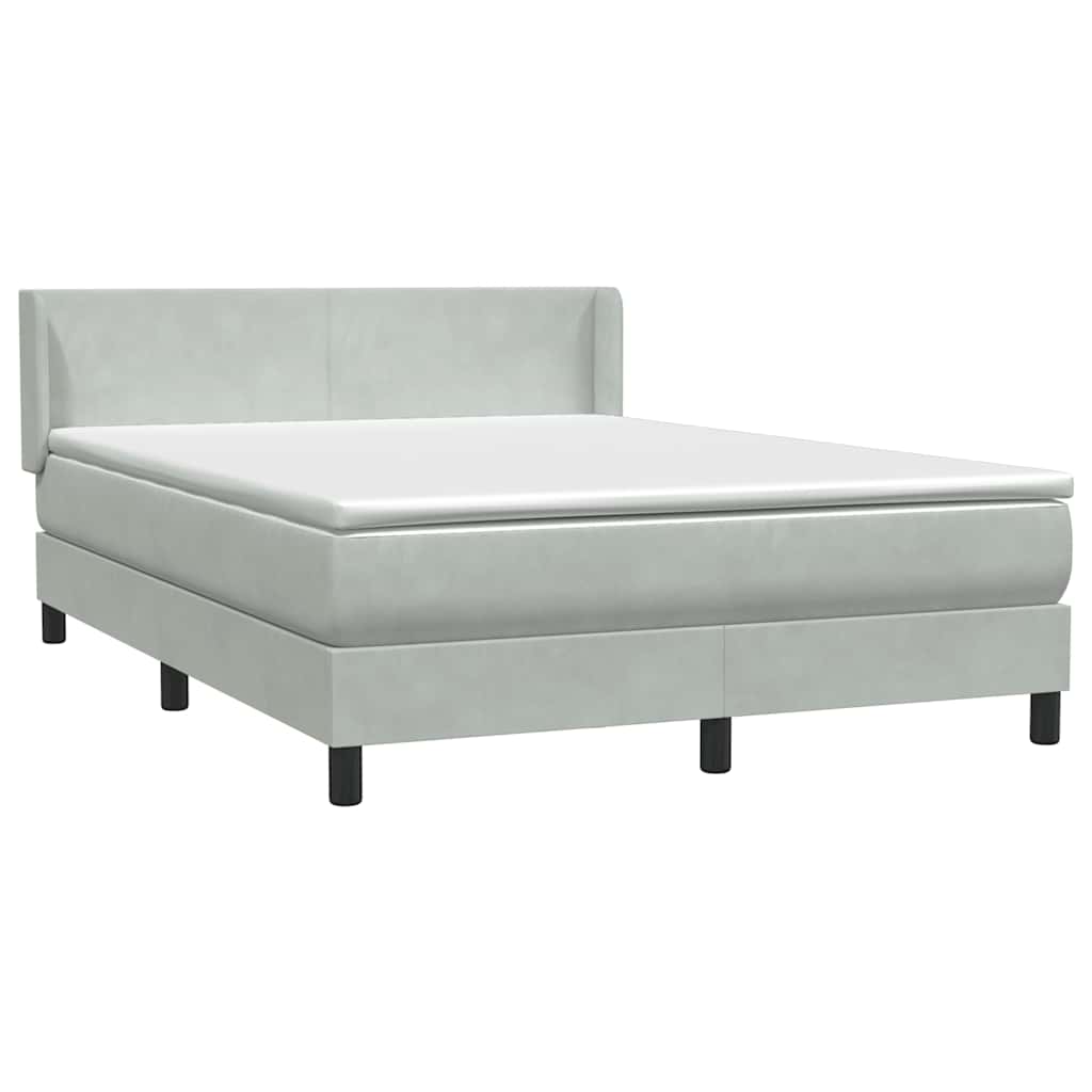 Κρεβάτι Boxspring με Στρώμα Ανοιχτό Γκρι 160x210 εκ. Βελούδινο