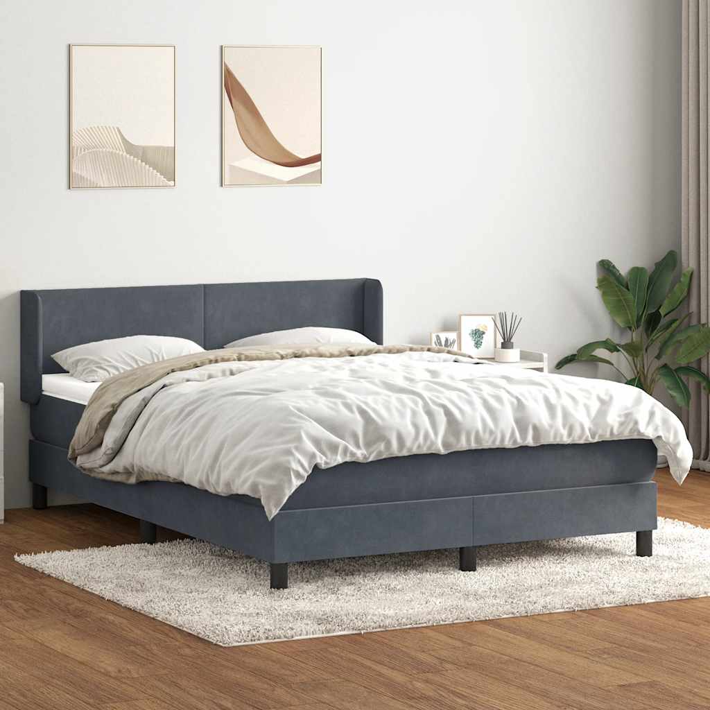 Κρεβάτι Boxspring με Στρώμα Σκούρο Γκρι 160x210 εκ. Βελούδινο - Pakobazaar