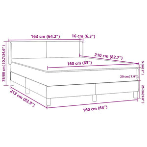 Κρεβάτι Boxspring με Στρώμα Ροζ 160x210 εκ. Βελούδινο