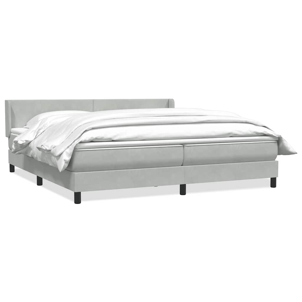 Κρεβάτι Boxspring με Στρώμα Ανοιχτό Γκρι 180x210 εκ. Βελούδινο - Pakobazaar