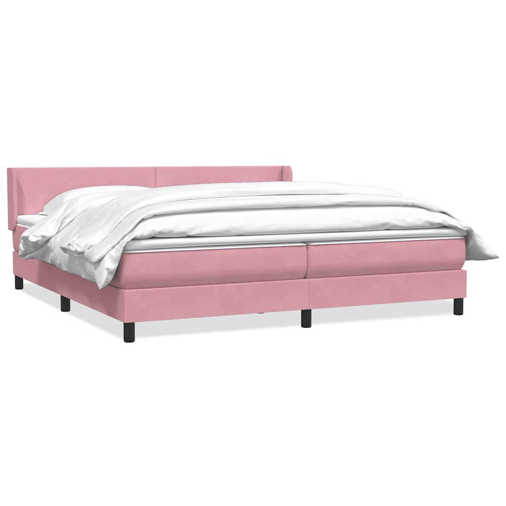 Κρεβάτι Boxspring με Στρώμα Ροζ 180x210 εκ. Βελούδινο