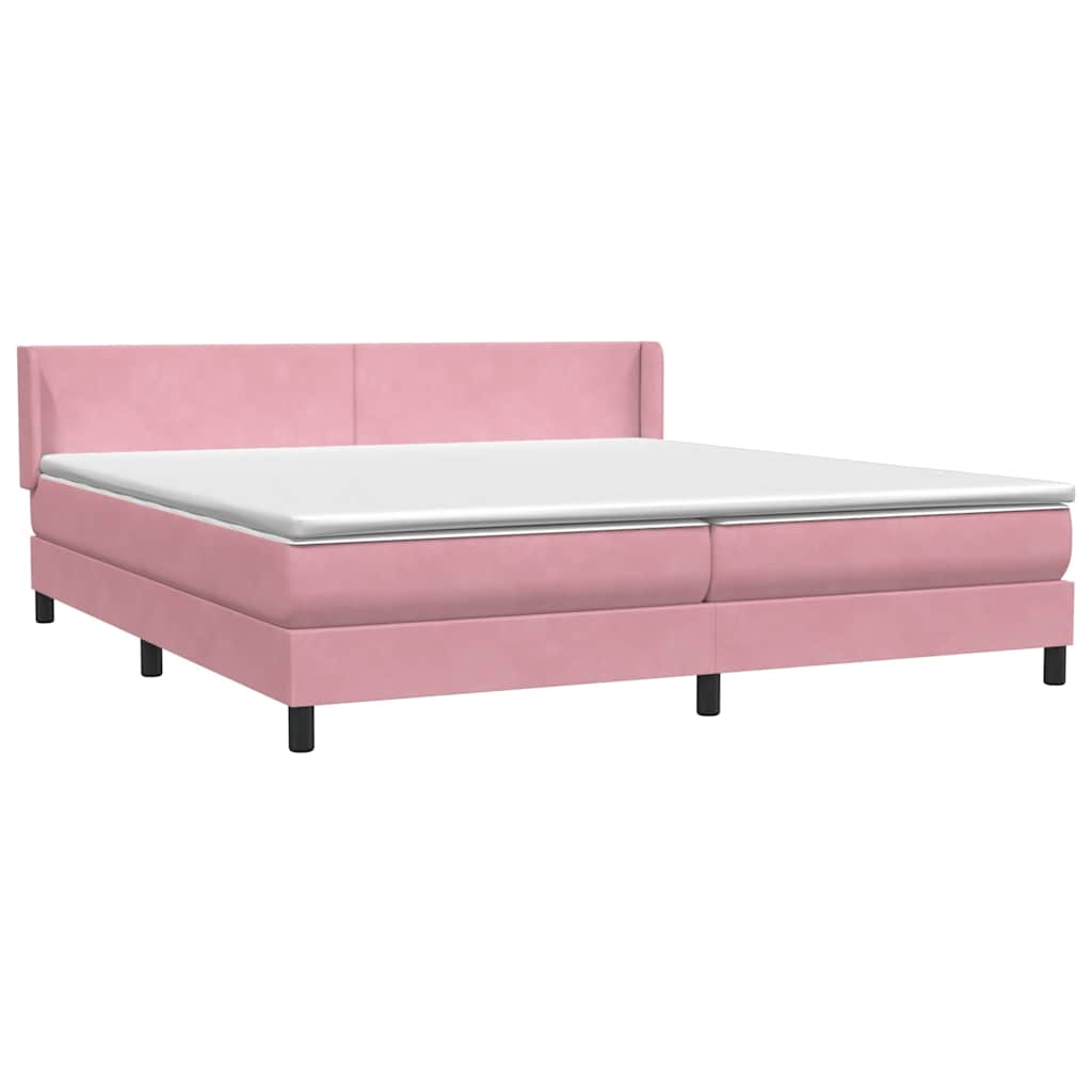 Κρεβάτι Boxspring με Στρώμα Ροζ 180x210 εκ. Βελούδινο