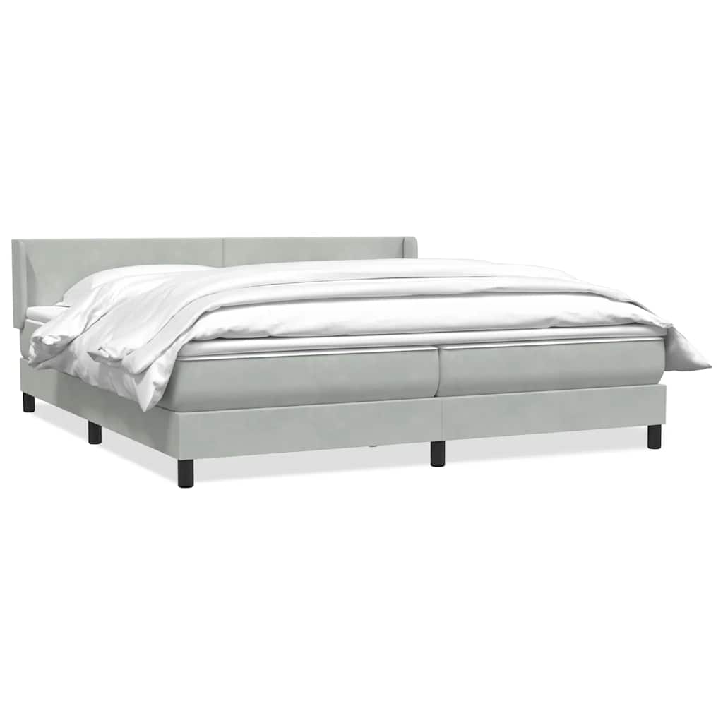 Box Spring κρεβάτι με στρώμα ανοιχτό γκρι 200x210 cm Βελούδινο - Pakobazaar