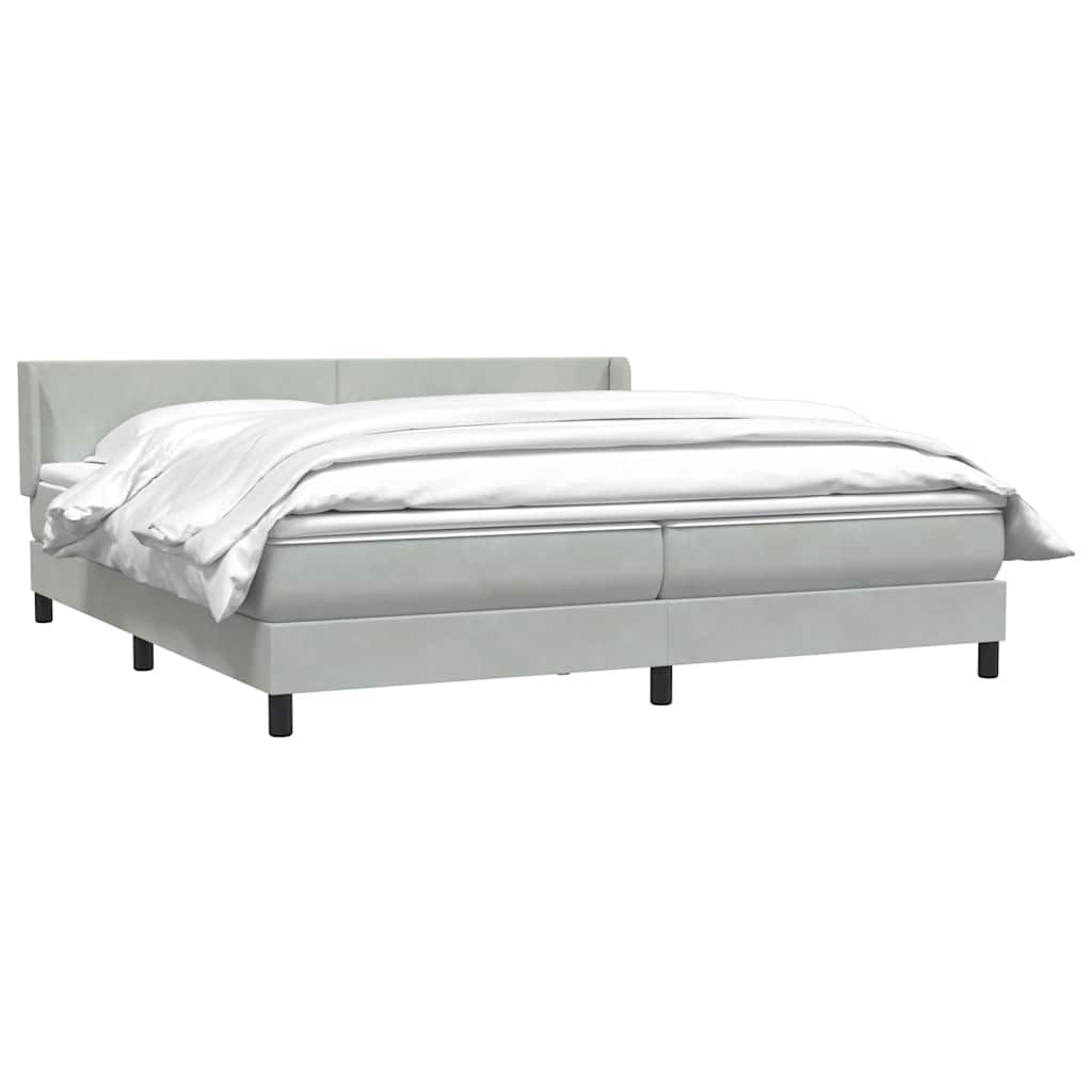 Box Spring κρεβάτι με στρώμα ανοιχτό γκρι 200x210 cm Βελούδινο - Pakobazaar