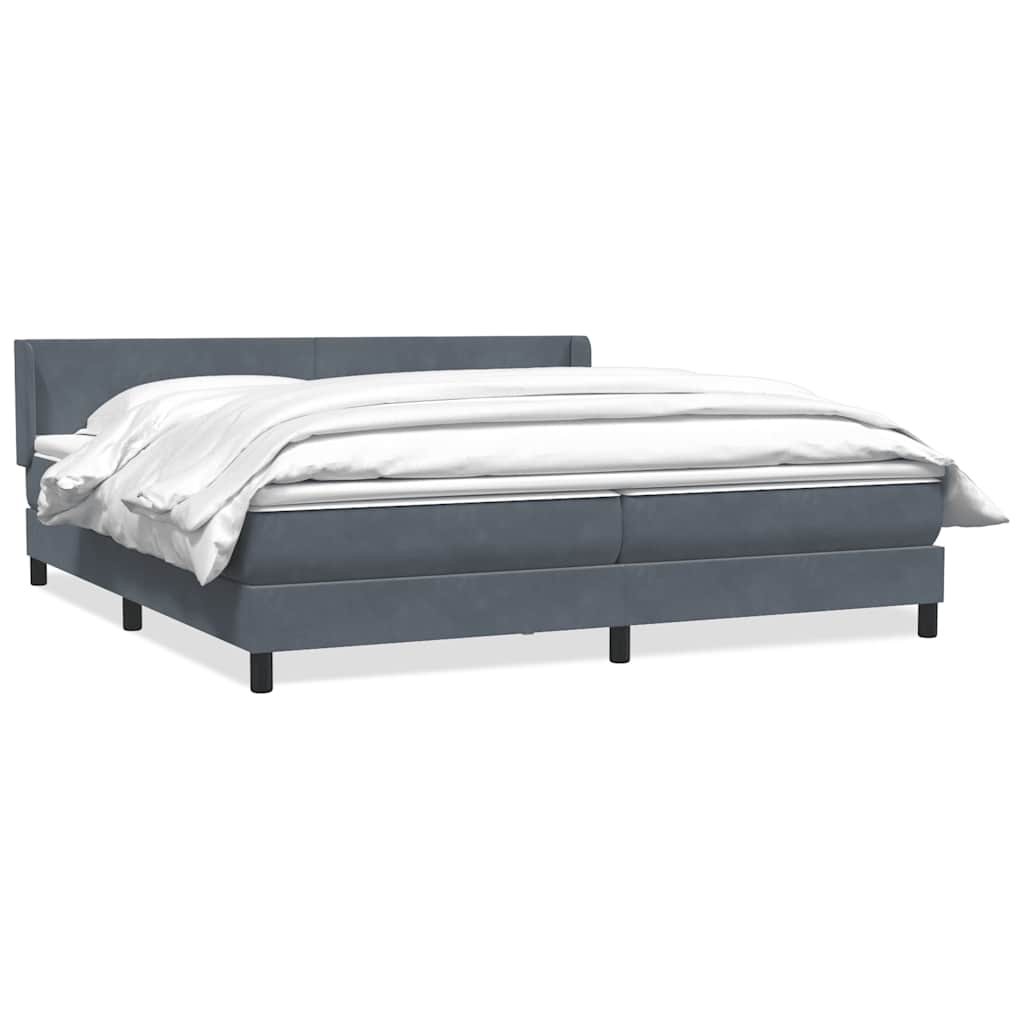 Κρεβάτι Boxspring με Στρώμα Σκούρο Γκρι 200x210 εκ. Βελούδινο - Pakobazaar