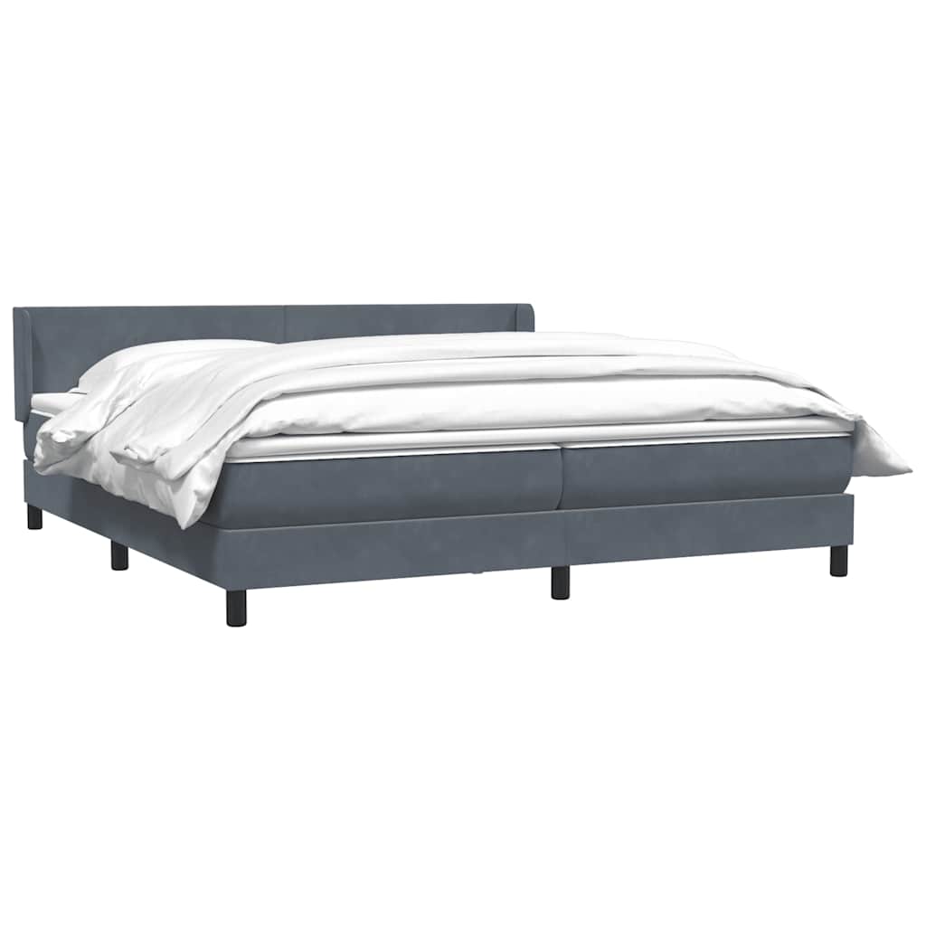 Κρεβάτι Boxspring με Στρώμα Σκούρο Γκρι 200x210 εκ. Βελούδινο - Pakobazaar