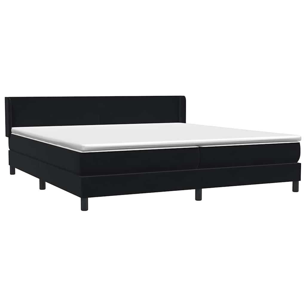 Κρεβάτι Boxspring με Στρώμα Μαύρο 200x210 εκ. Βελούδινο - Pakobazaar