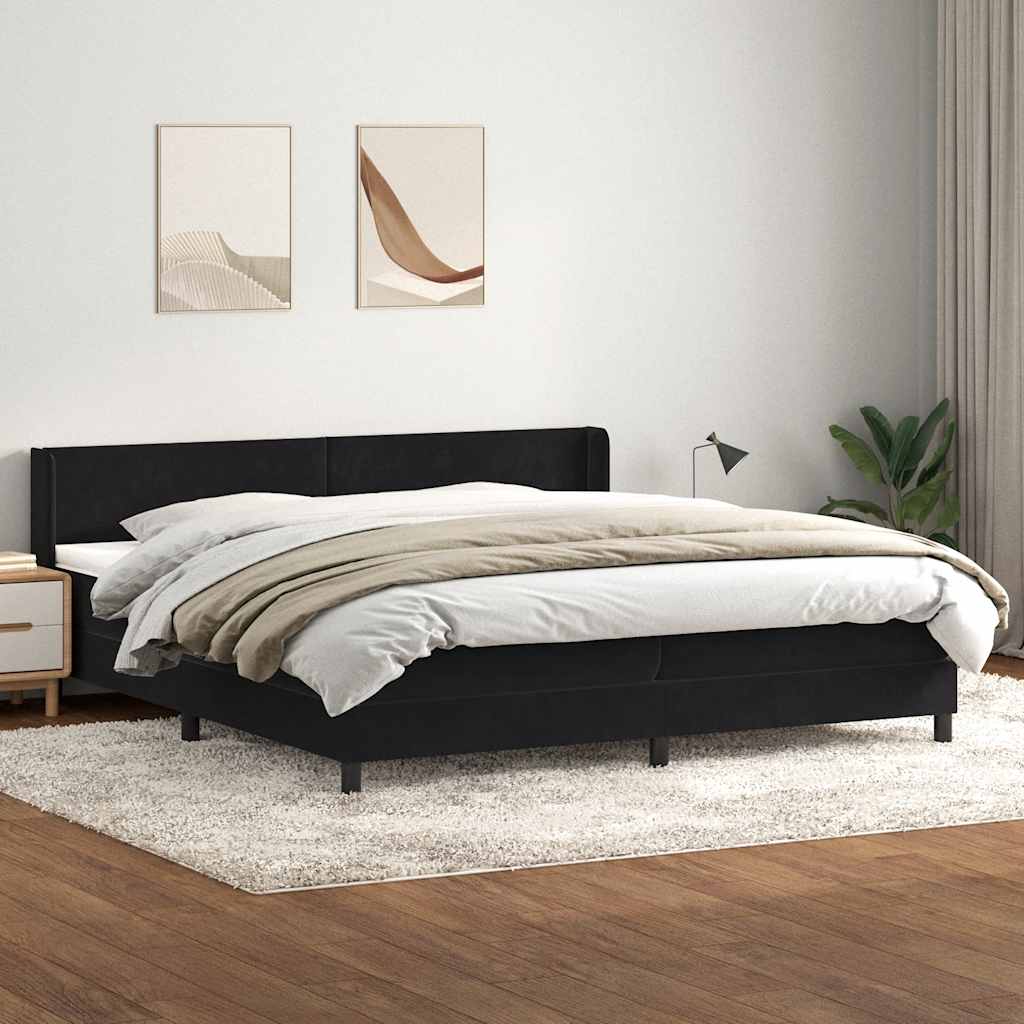 Κρεβάτι Boxspring με Στρώμα Μαύρο 200x210 εκ. Βελούδινο - Pakobazaar